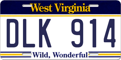 WV license plate DLK914
