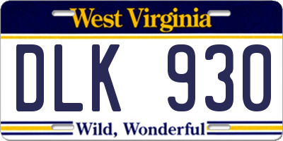 WV license plate DLK930