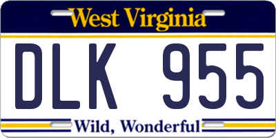 WV license plate DLK955