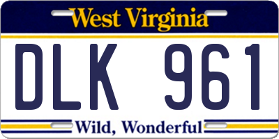 WV license plate DLK961