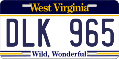 WV license plate DLK965