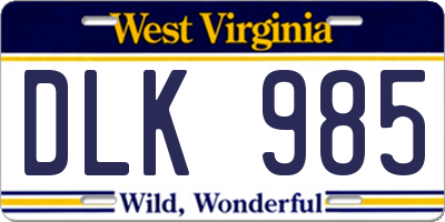 WV license plate DLK985