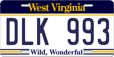 WV license plate DLK993