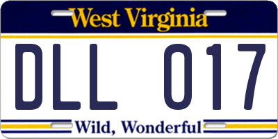 WV license plate DLL017