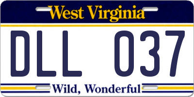 WV license plate DLL037