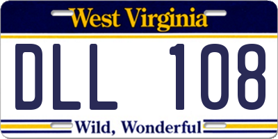 WV license plate DLL108