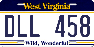 WV license plate DLL458
