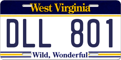 WV license plate DLL801