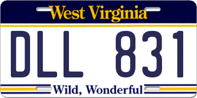 WV license plate DLL831