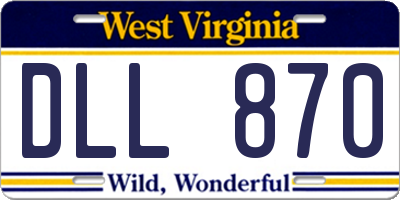 WV license plate DLL870