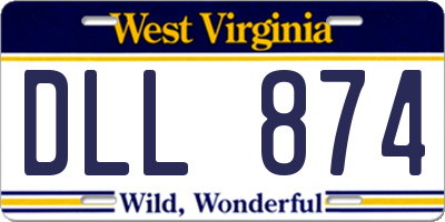 WV license plate DLL874