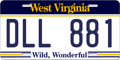 WV license plate DLL881