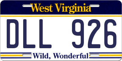 WV license plate DLL926