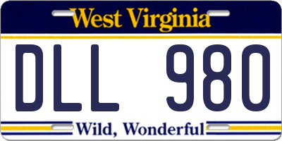 WV license plate DLL980