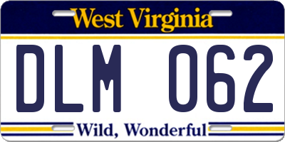 WV license plate DLM062
