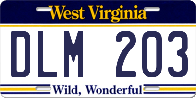 WV license plate DLM203