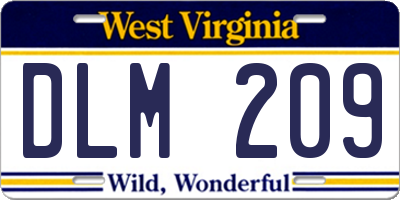 WV license plate DLM209