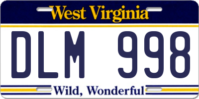 WV license plate DLM998