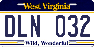 WV license plate DLN032
