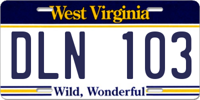 WV license plate DLN103