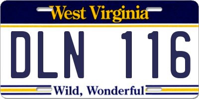 WV license plate DLN116