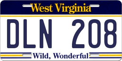 WV license plate DLN208