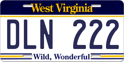 WV license plate DLN222