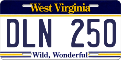 WV license plate DLN250