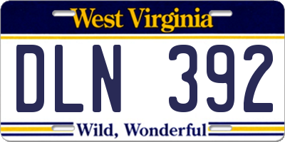 WV license plate DLN392