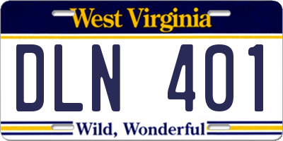 WV license plate DLN401