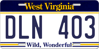 WV license plate DLN403