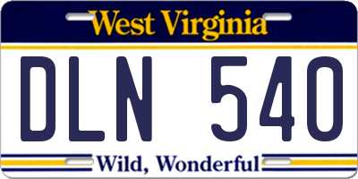 WV license plate DLN540
