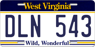 WV license plate DLN543
