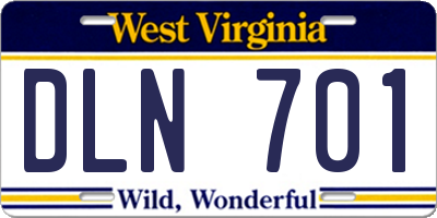 WV license plate DLN701