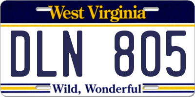 WV license plate DLN805