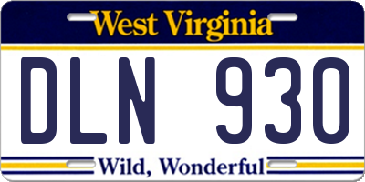 WV license plate DLN930