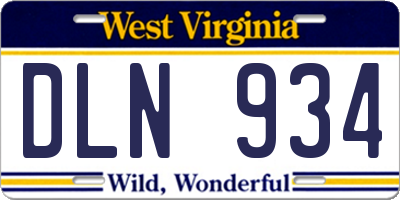 WV license plate DLN934