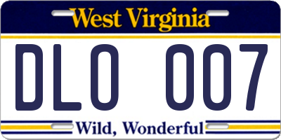 WV license plate DLO007