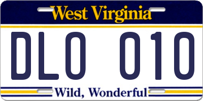 WV license plate DLO010