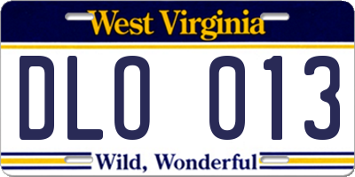 WV license plate DLO013