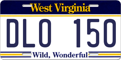 WV license plate DLO150