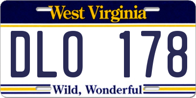 WV license plate DLO178