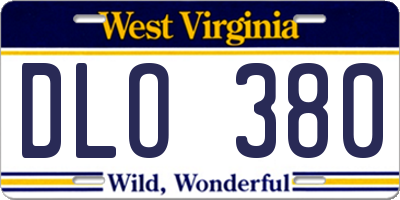 WV license plate DLO380