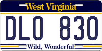 WV license plate DLO830