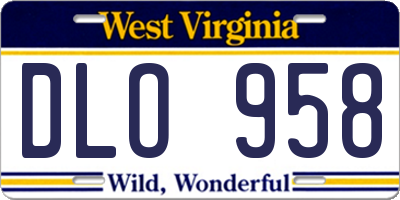 WV license plate DLO958