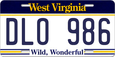 WV license plate DLO986