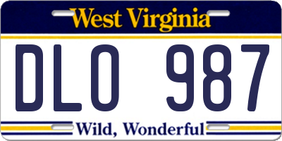 WV license plate DLO987