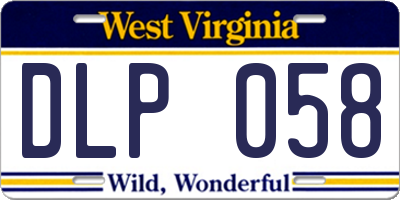 WV license plate DLP058
