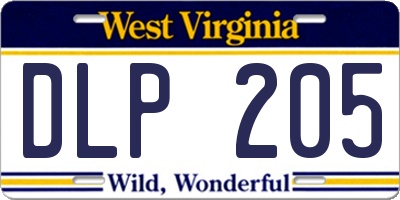 WV license plate DLP205
