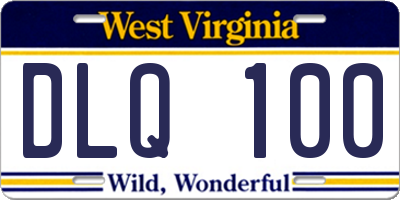 WV license plate DLQ100